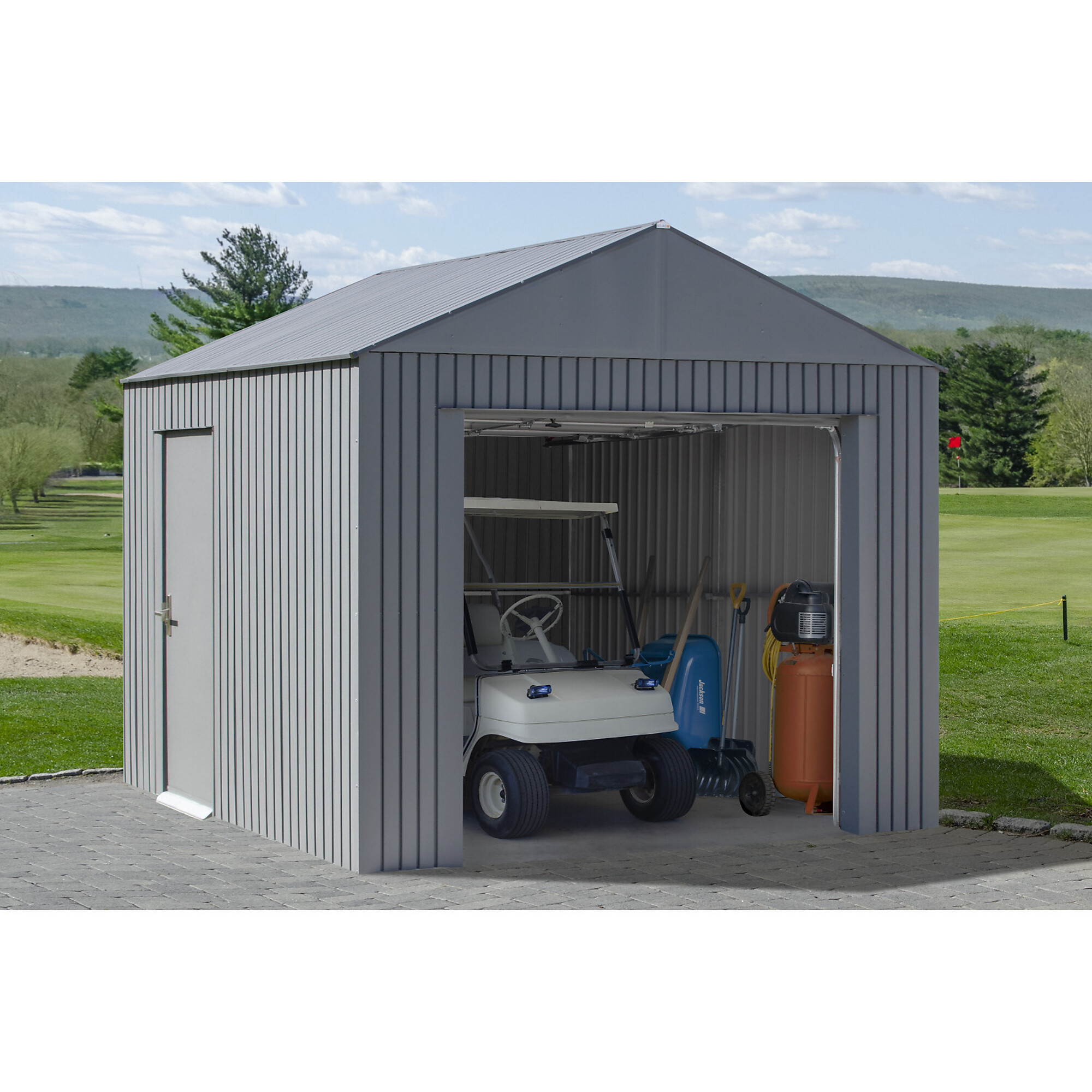 SOJAG Everest Steel Garage, 10ft.L x 12ft.W, Wind and Snow Rated Storage Building Kit, Model# GRC1210